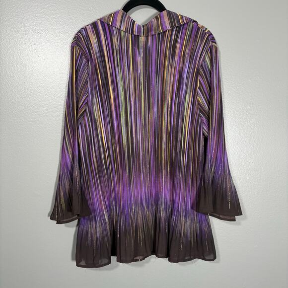 Dressbarn Purple Striped Fairycore Button Up Shirt - Size 1X - Women's Plus Size - Picture 7 of 7